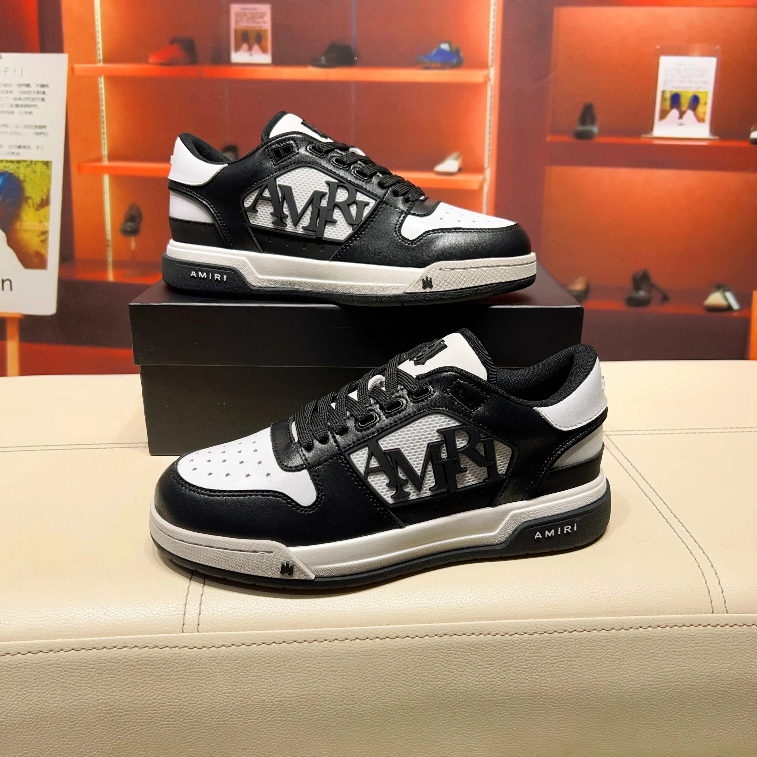 Men's men's shoes 💰500 [New style] 🌲🌲 Amiri - New Amiri trendy shoes, low-top casual sports shoes, the same style as celebrities, made of selected cowhide stitching, original outsole, comfortable on the feet, high-end workmanship, welcome to buy Size: 39-45 (customized for 46)